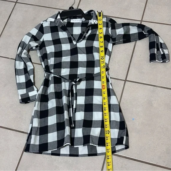 Children’s Place Girls Long Sleeve Plaid Dress‎ Black/White Size M(7/8). - Picture 7 of 7